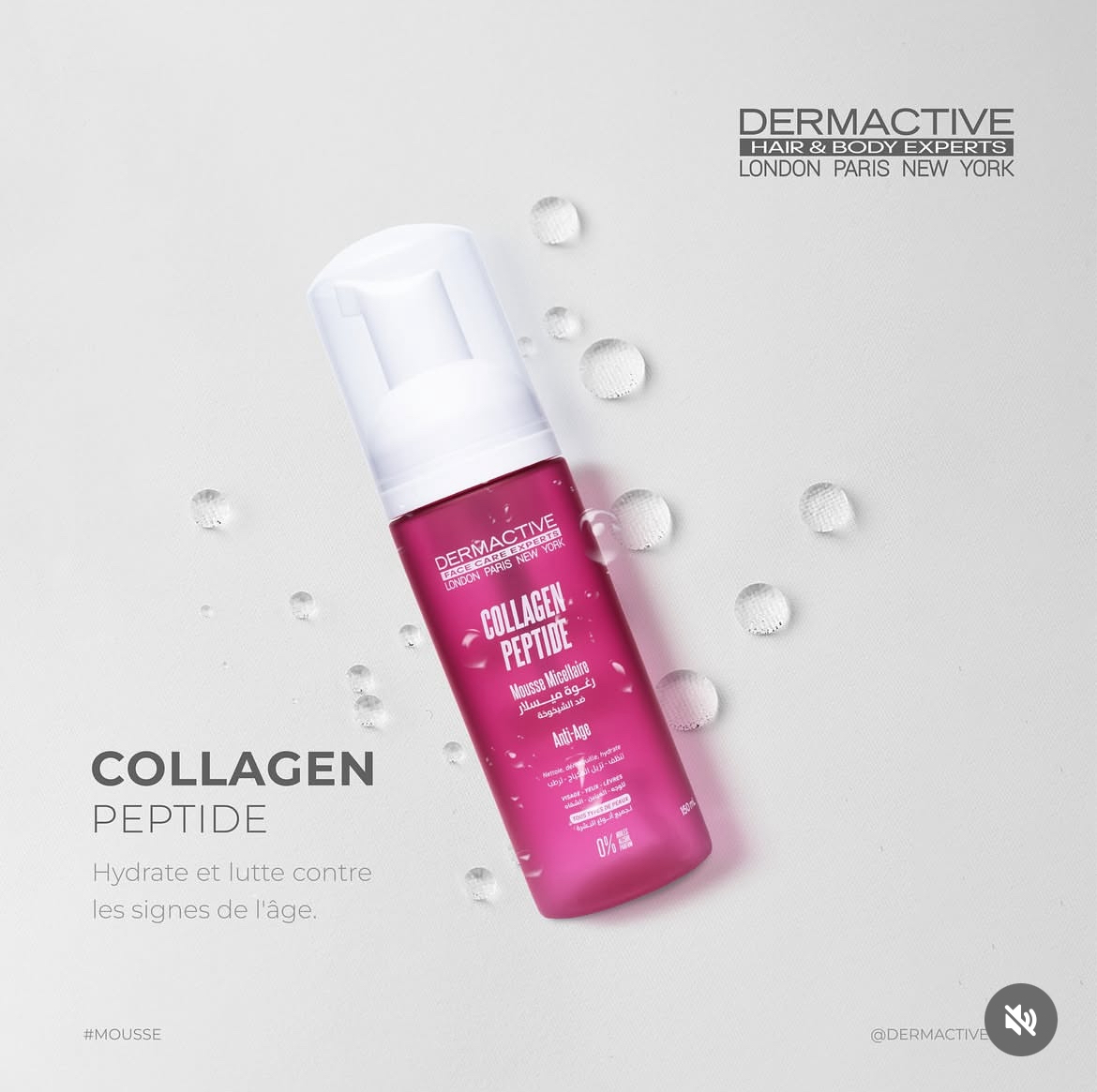 Mousse micellaire collagène peptide Dermactive 