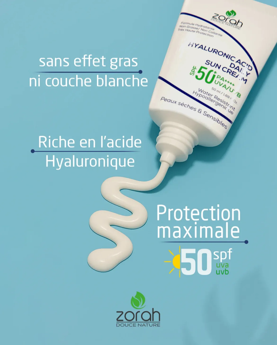 Sun cream Zorah peau sèche 