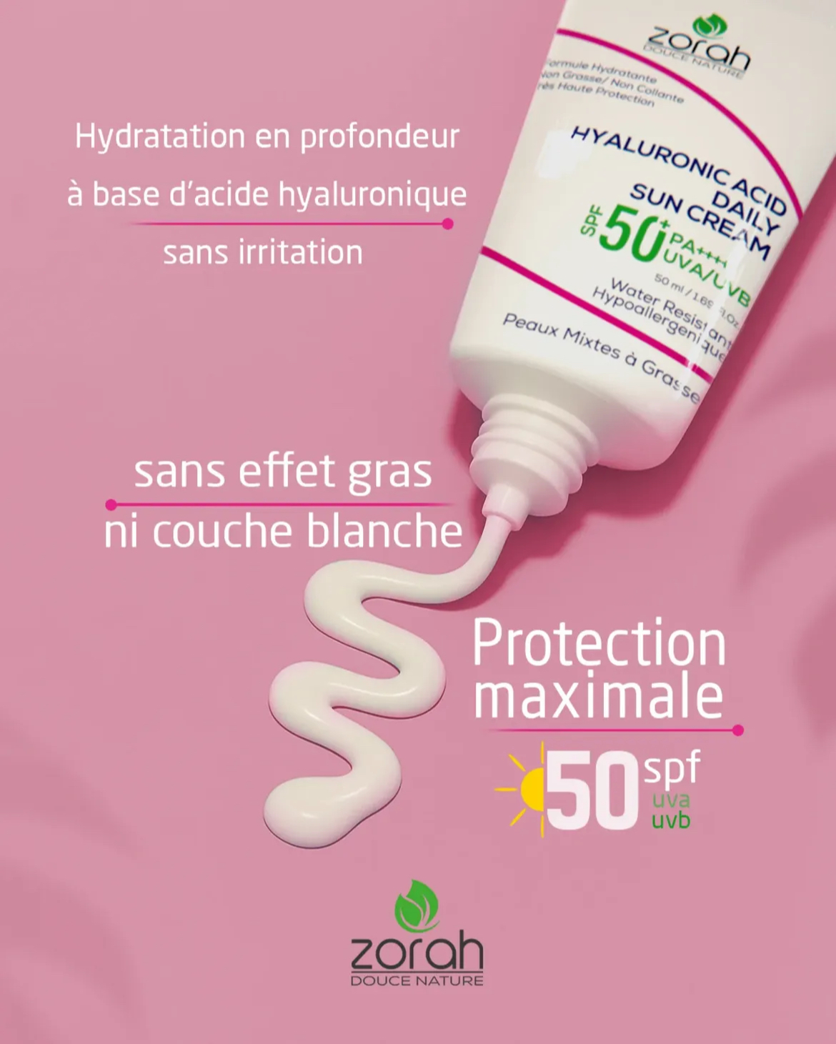 Sun cream Zorah peau grasse 