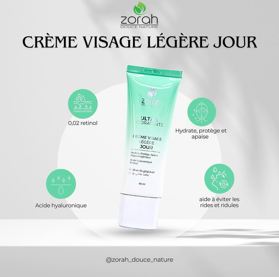 Crème hydratante jour visage Zorah