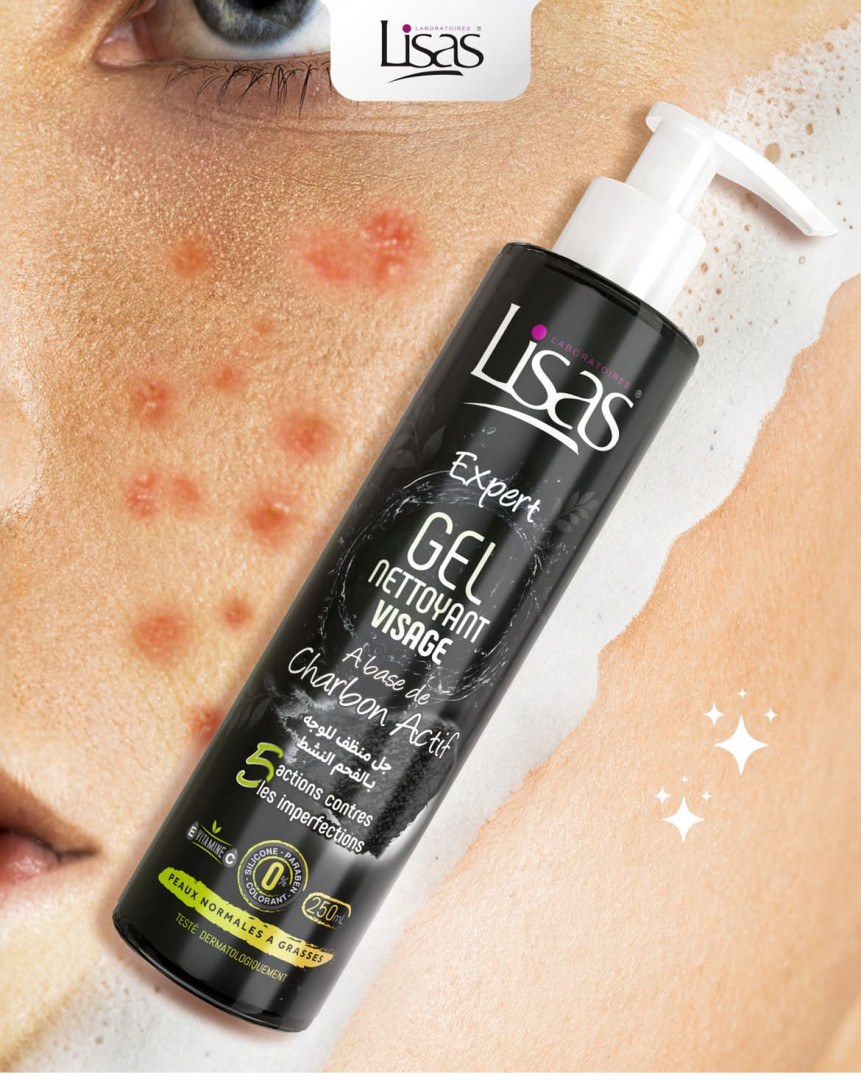 Gel nettoyant visage au charbon Lisas