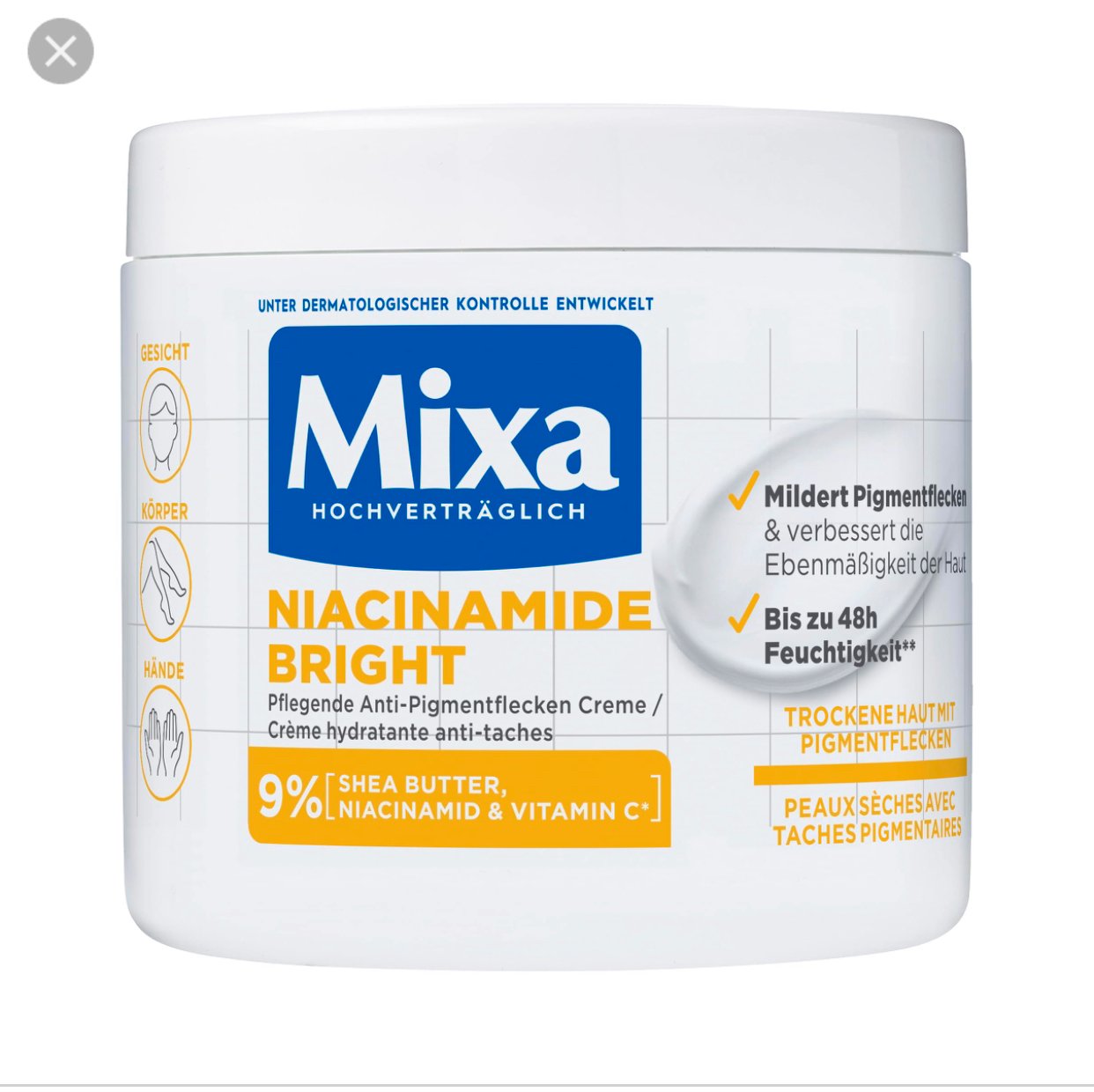 Crème hydratante niacinamide Mixa