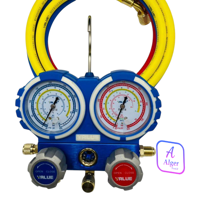 MANO 2 VOIE MARQUE VALUE +FLIXIBLE -réf --VMG-2-GAZ REFRIGERANT_R410A-R407C-R134A-R22