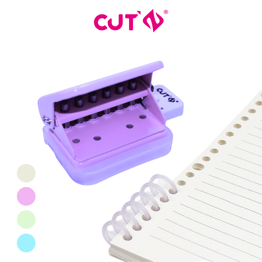 (IMP) PERFORATRICE 6 TROUS COULEUR PASTEL SOUS BOITE 12 PCSn TZ0982 TAZIRI
