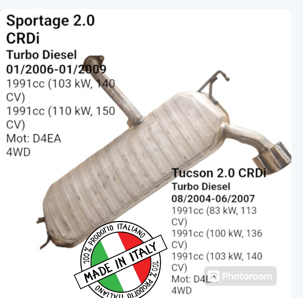 ¹Silencieux Arrière Tucson 1 Sorti Fo Mts 01.60889  S 223 القدرة الاخيره 