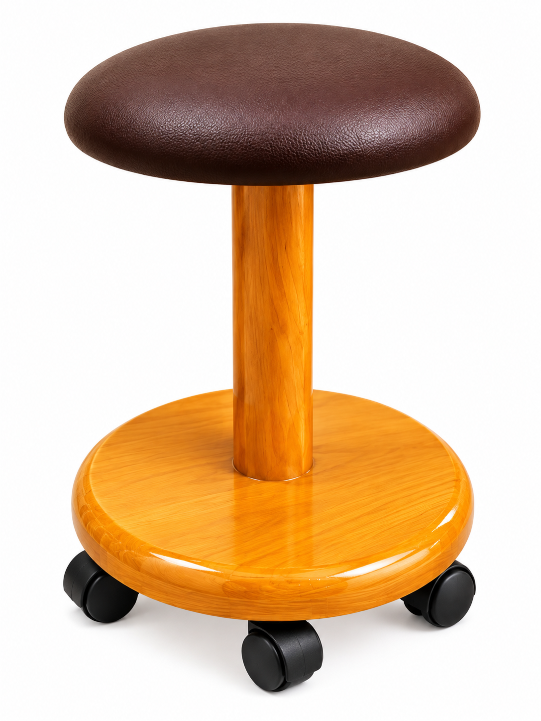 Tabouret en bois à roulettes 