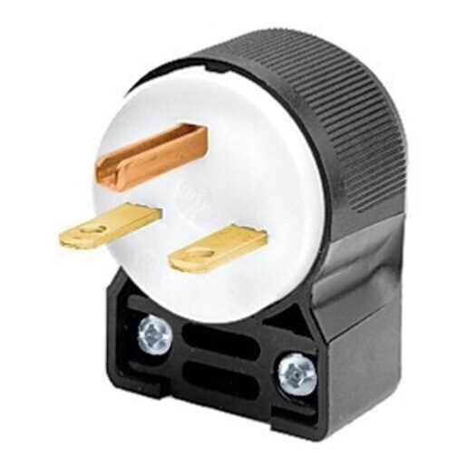 Angled, 2-Pole 3-Wire Grounding, 15A 250V, 6-15P, Black and White