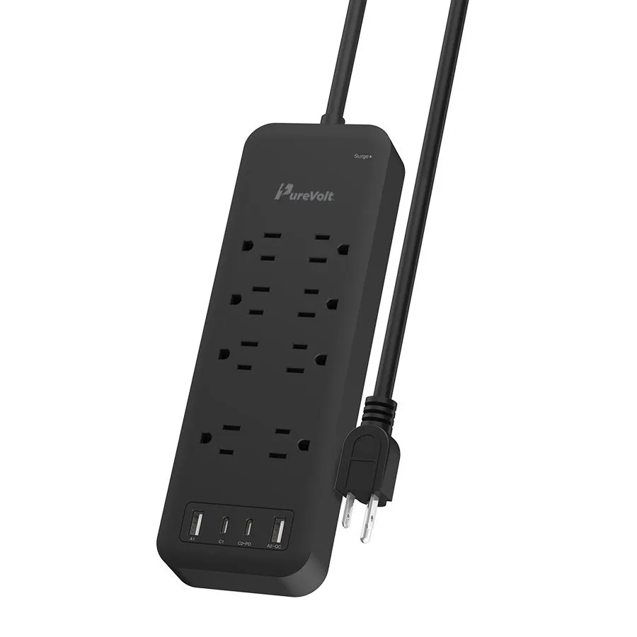 8-Outlet Surge Bar with 2 USB and 2 USB-C
