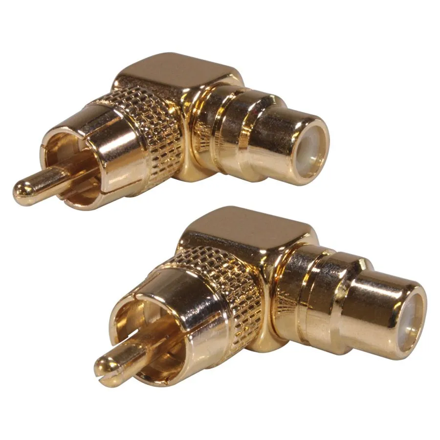 Right Angle RCA Male to Female Adapter - Pack of 2