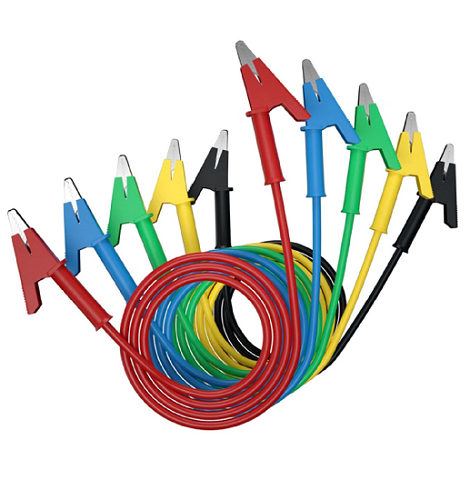 Test Lead Set, Dual Alligator Clip 4mm Silicone Cable, 1m, set of 5 