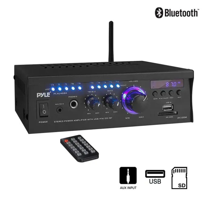 PYLE - PCAU46BA 2-Channel Bluetooth Stereo Receiver - 240W