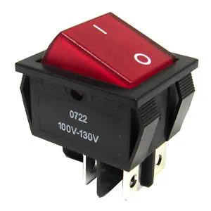 Red Illuminated Rocker Switch ON/OFF DPST  10A - 250V / 16A 125V AC - 4 Pins