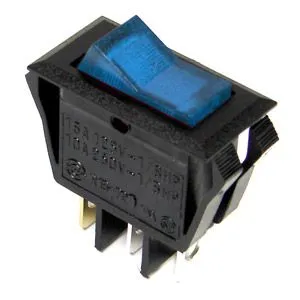 Blue Illuminated 3-Pin Rocker Switch