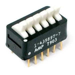 6 Position Toggle DIP Switch 1-435897-7 - 12 pin - Black/White