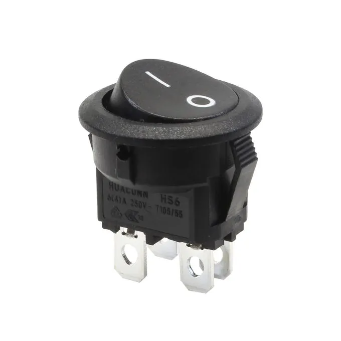 Rocker Switch ON/OFF DPST 10A 125V AC - 4 Pins - Panel Mount - Black