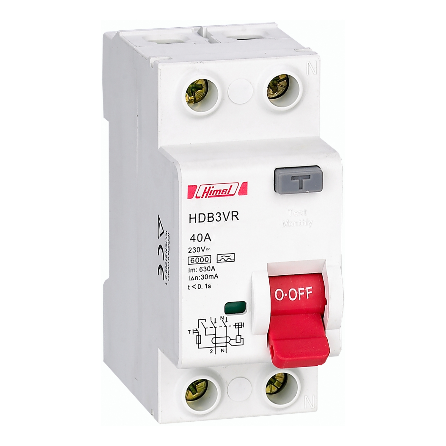 Himel - Residual Current Switch HDB3VR - 2P - 32A - 30mA - for AC & DC