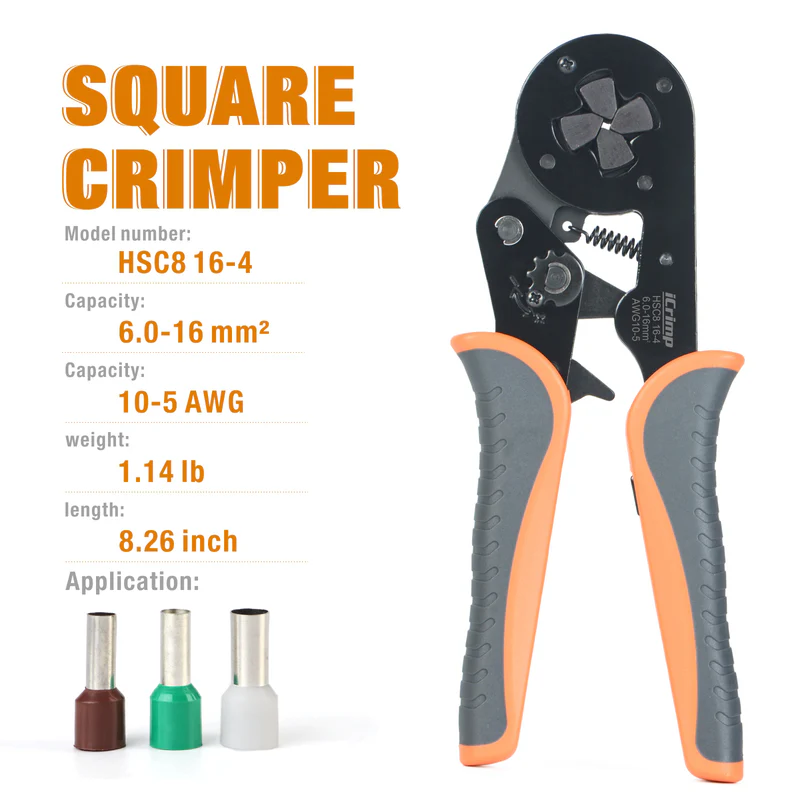 Square Type Ratchet Crimping Tools for 6-16mm2 End Sleeves