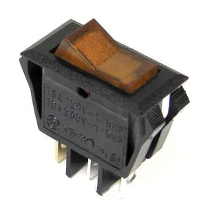 Illuminated 3-Pin Rocker Switch - Amber