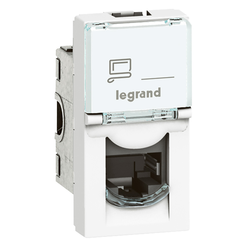 Legrand - Mosaic 1-module Category 6A STP RJ45 socket with metal shielding - white