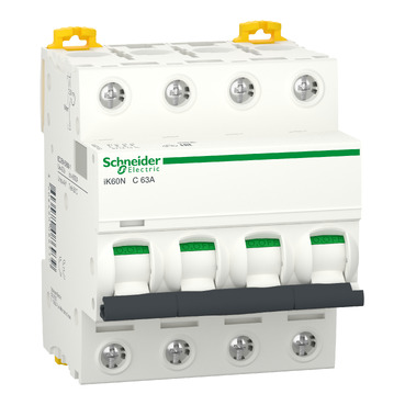 Schneider - Miniature Circuit Breaker (MCB), Acti9 iK60N, 4P, 63A, C curve, 6000A (IEC/EN 60898-1)