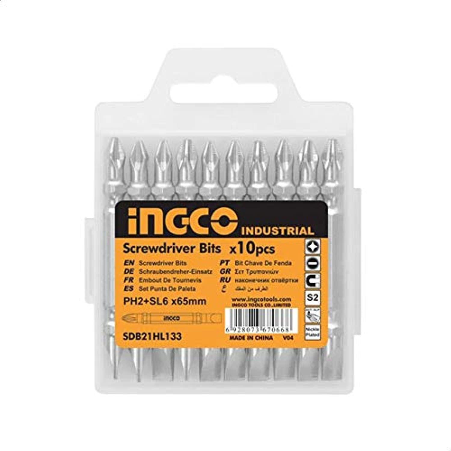 Ingco - Screwdriver Bit (Silver)- Set of 10 Pieces