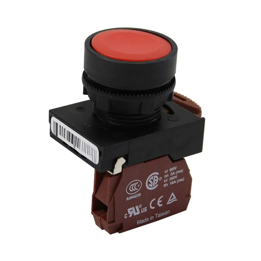 NHD - Momentary Push Button - Flush Head - N.C. - Red