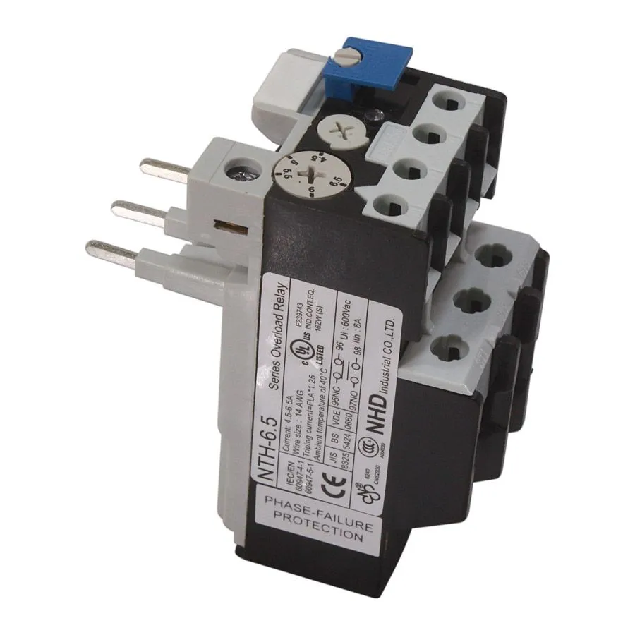 NHD - 4.5-6.5 A Thermal Overload Relay for C-09D Contactors # NTH-6.5