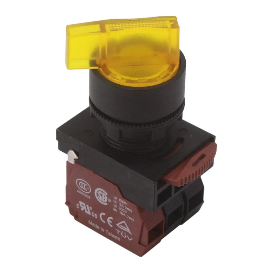 NHD - Selector Switch , Long Shaft,3 Positions 45°,Yellow+ # NLS22-L311Y