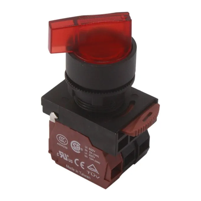 NHD - Selector Switch , Long Shaft,3 Positions 45°,Red+Lig # NLS22-L311R