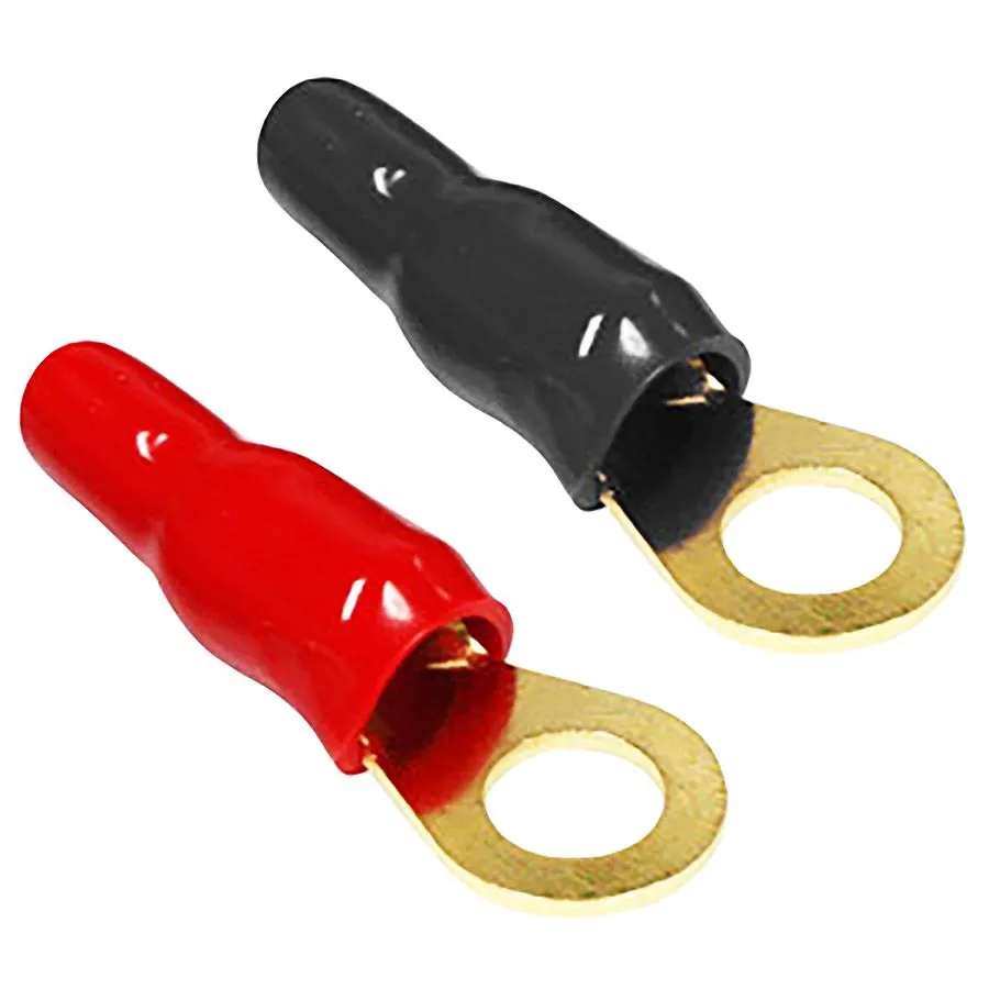 Purevolt - Gold Plated Ring Terminal - #3/8" Screw - 4-2 AWG - Black/Red - 5 Pairs Ref. HD-25-10 PK10