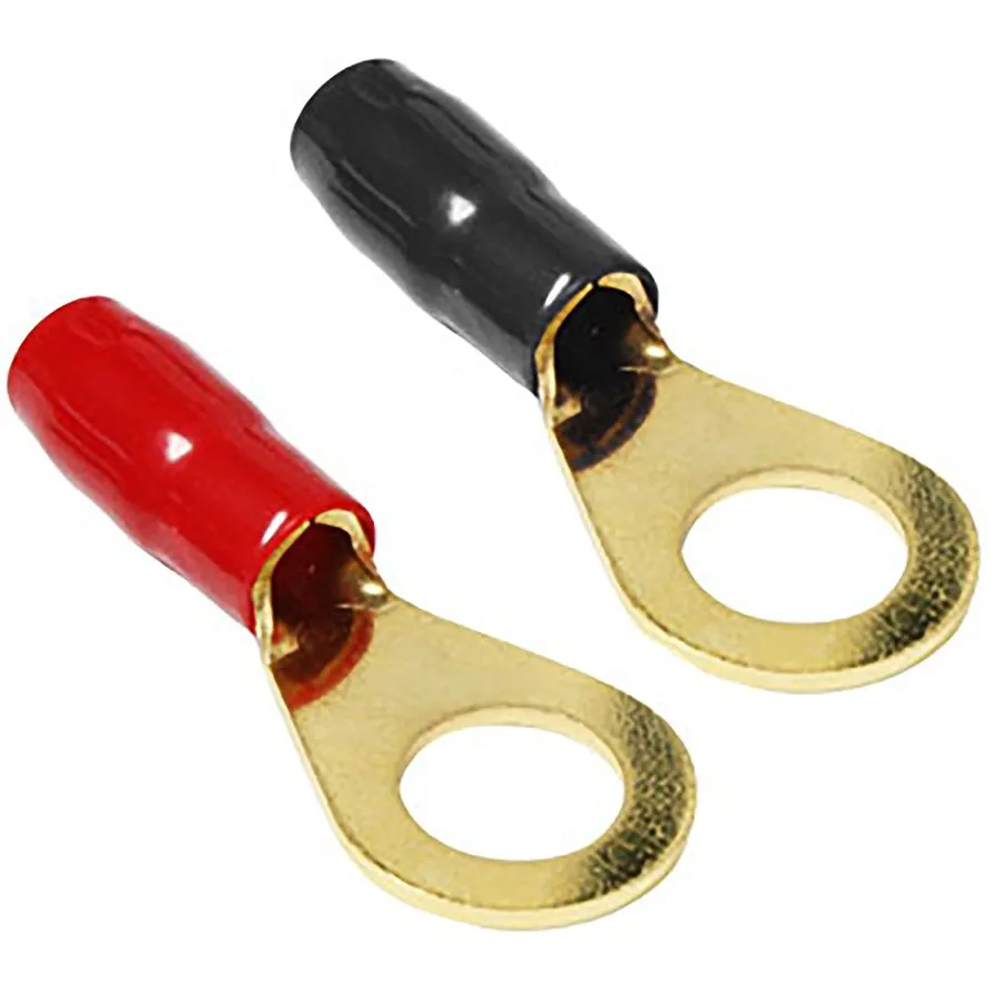 Purevolt - 1/2'' Ring Terminal - 4-6 AWG - Gold-Plated - Black/Red - 5 Pairsirs # HD-15-13 PK10