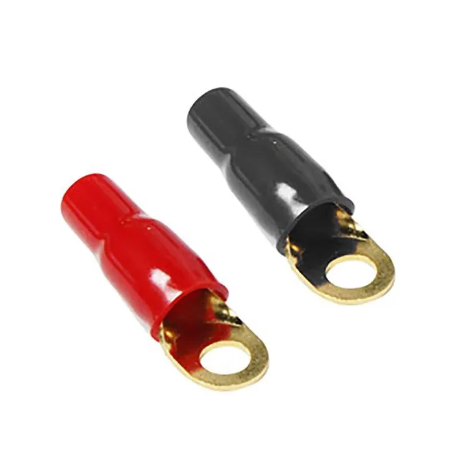 Purevolt - Gold Plated Ring Terminal - #1/4" Screw - 6-4 AWG - Black/Red - 5 Pairs # HD-15.60 PK10