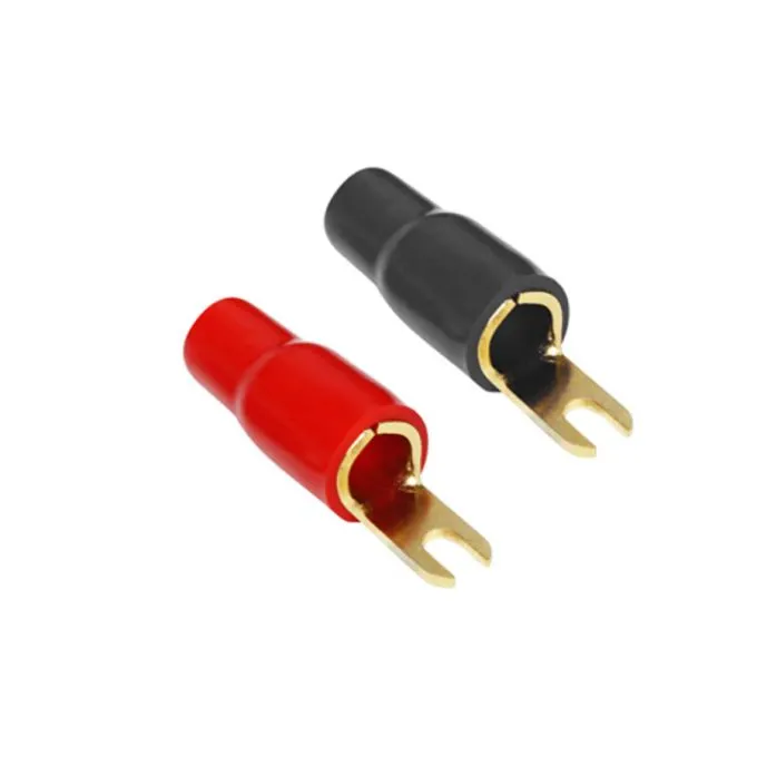 Purevolt - Gold Plated Spade Terminal - #6 Screw - 4-2 AWG - Black/Red - 5 pairs # HD-25.4-10