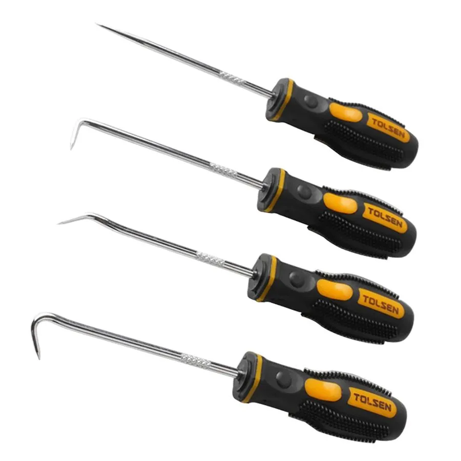 Tolsen - 4-Piece Mini Pick and Hook Set with Cr-V Steel Shafts # 20190